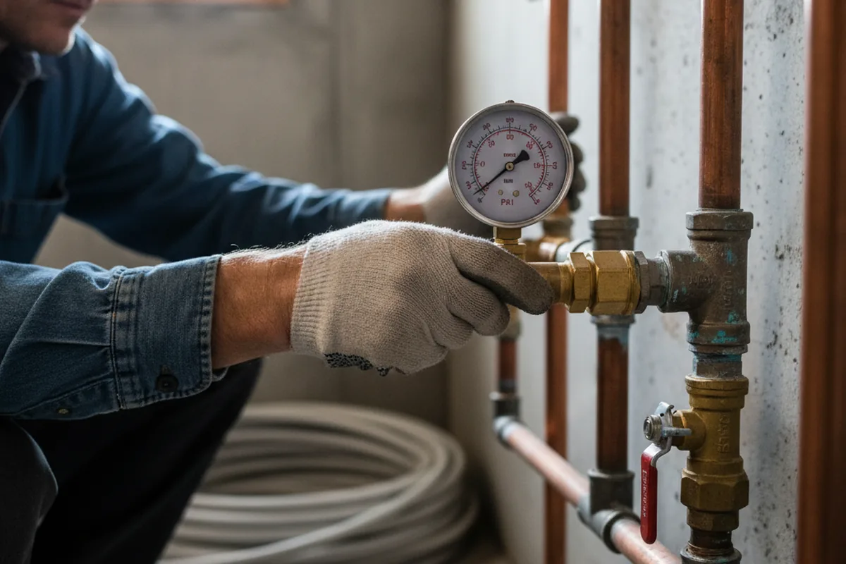 Pressure testing a repaired line during Water Line Repair in Pangburn
